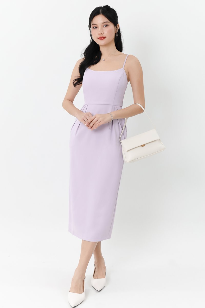 Prestine Pleat Midi Dress in Lilac Prestine Pleat Midi Dress in Lilac
