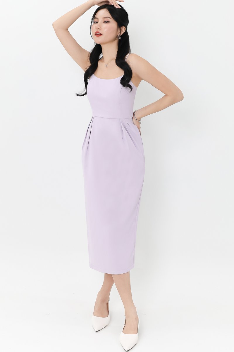 Prestine Pleat Midi Dress in Lilac Prestine Pleat Midi Dress in Lilac