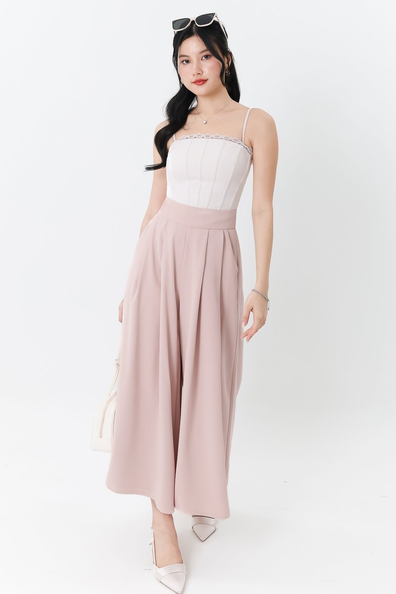 DEFECT | Fannie Flare Pleated Pants in Nude Pink ( Petite Length ) in S