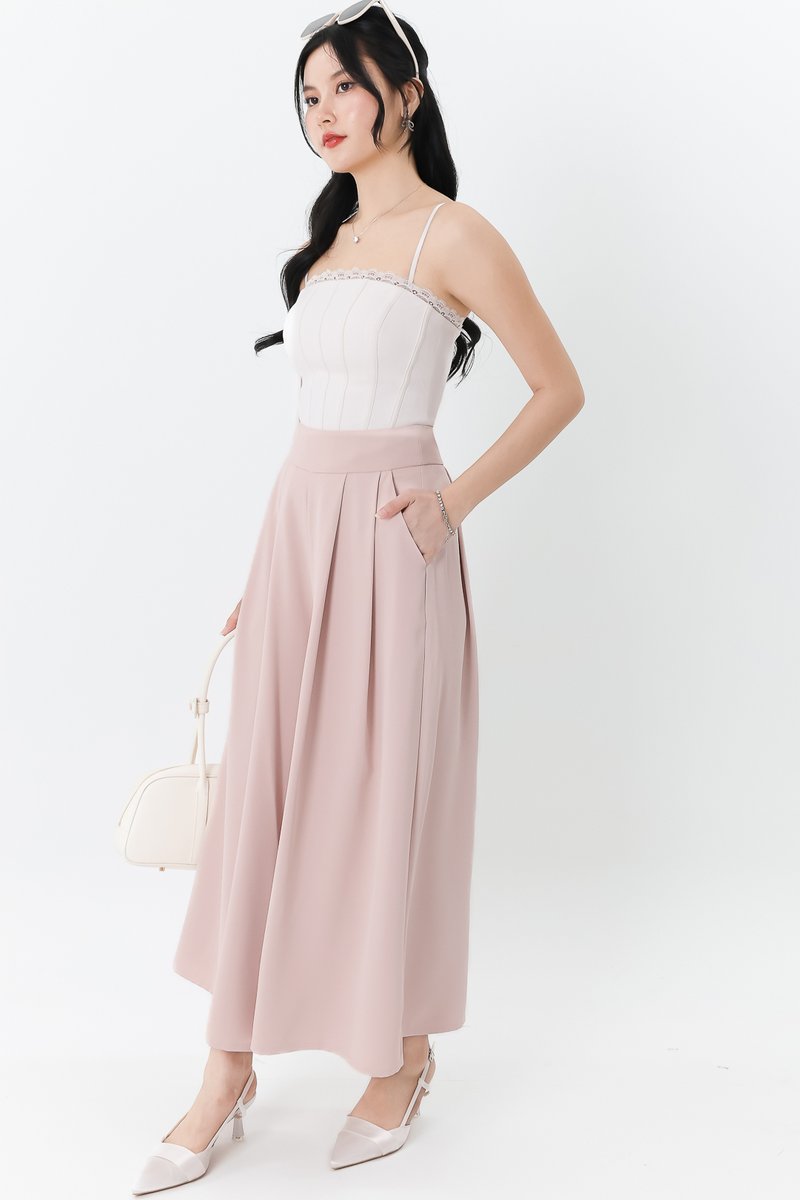 DEFECT | Fannie Flare Pleated Pants in Nude Pink ( Petite Length ) in S