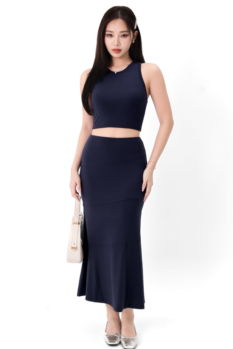 Carlos Casual Co-ord Skirt in Midnight Blue Carlos Casual Co-ord Skirt in Midnight Blue