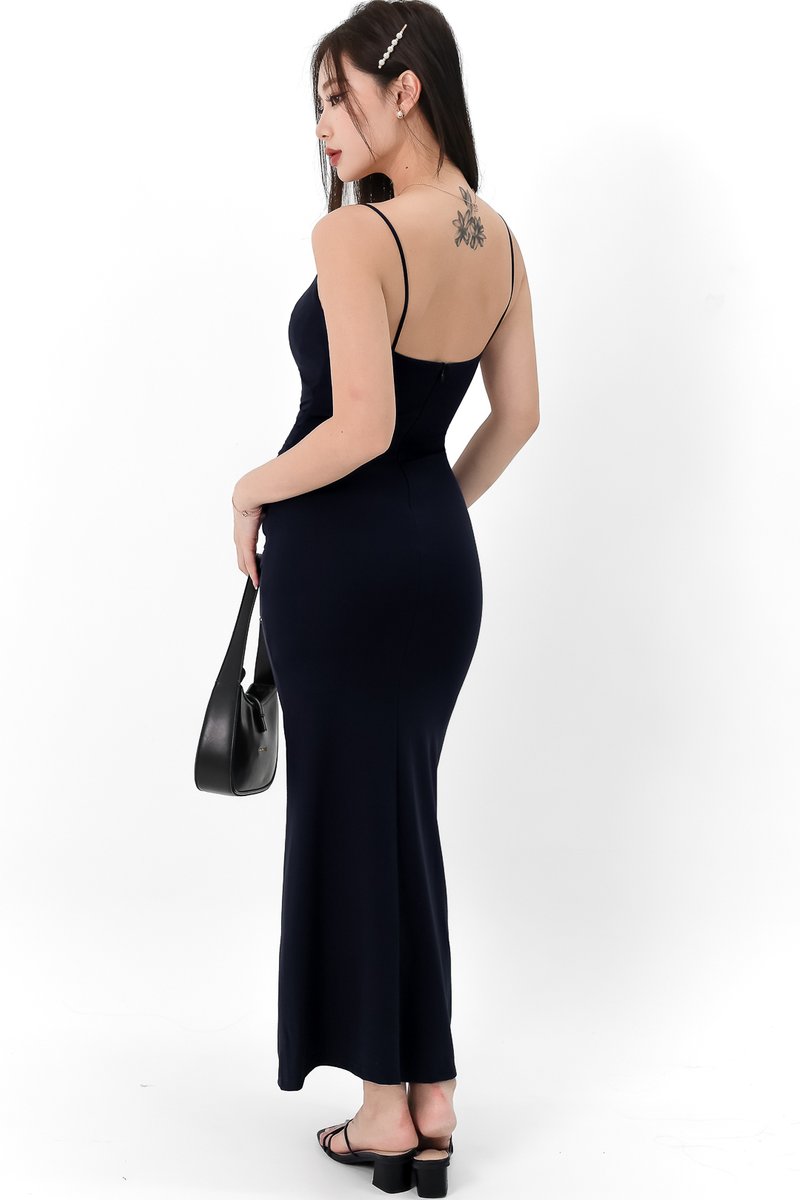 Pearlynn Padded Ruched Midi V2 in Midnight Pearlynn Padded Ruched Midi V2 in Midnight