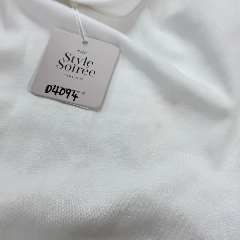 DEFECT | Rianne Ruched Midi Dress in White in XS DEFECT | Rianne Ruched Midi Dress in White in XS