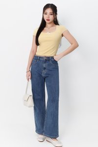 Remi Ribbon Trimming Tee in Light Yellow