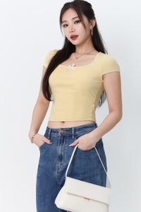 Remi Ribbon Trimming Tee in Light Yellow