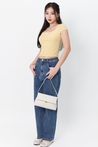 Remi Ribbon Trimming Tee in Light Yellow