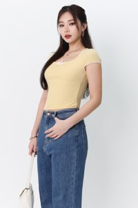 Remi Ribbon Trimming Tee in Light Yellow