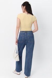 Remi Ribbon Trimming Tee in Light Yellow