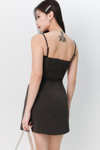 DEFECT | Raegan Ribbon Romper Spag Dress in Dark Grey in S