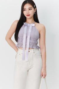 Riverie Ribbon Halter Top in Muted Lilac Riverie Ribbon Halter Top in Muted Lilac