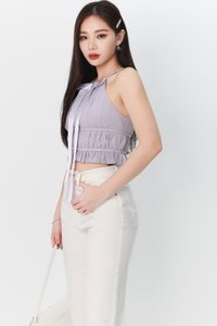 Riverie Ribbon Halter Top in Muted Lilac Riverie Ribbon Halter Top in Muted Lilac