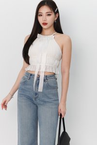 Riverie Ribbon Halter Top in White
