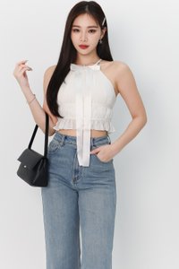 Riverie Ribbon Halter Top in White
