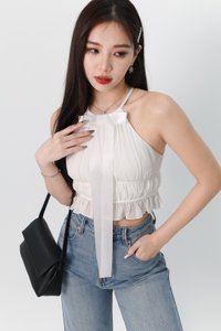 Riverie Ribbon Halter Top in White