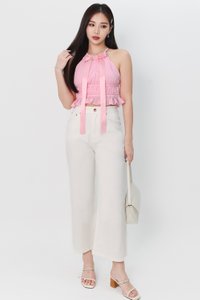 Riverie Ribbon Halter Top in Barbie Pink Riverie Ribbon Halter Top in Barbie Pink