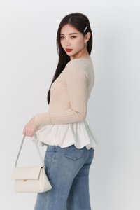 DEFECT | Perl Pearl Knit Cardigan in Light Nude in XXS DEFECT | Perl Pearl Knit Cardigan in Light Nude in XXS