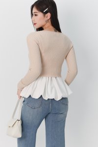 DEFECT | Perl Pearl Knit Cardigan in Light Nude in XXS DEFECT | Perl Pearl Knit Cardigan in Light Nude in XXS