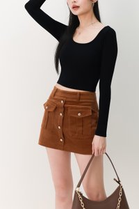 Cora Corduroy Button Skorts in Brown Cora Corduroy Button Skorts in Brown