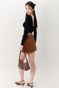 Cora Corduroy Button Skorts in Brown Cora Corduroy Button Skorts in Brown