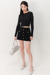 Cora Corduroy Button Skorts in Black