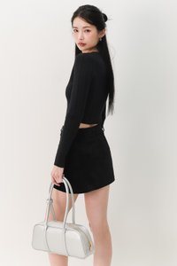 Cora Corduroy Button Skorts in Black