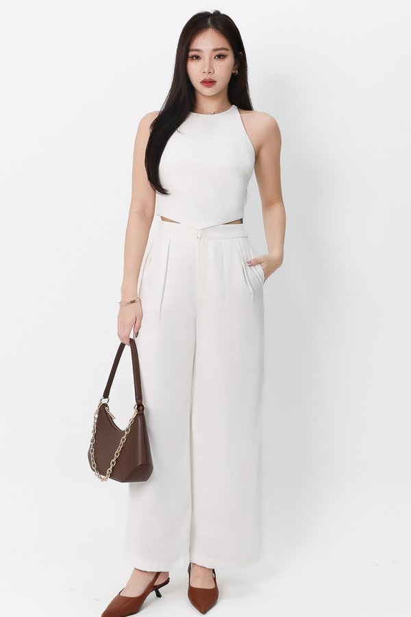 Chernise Co-ord Highwaist Pants in White ( Regular Length )