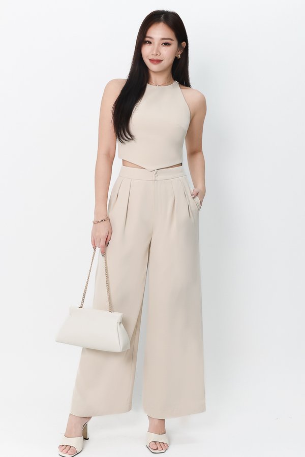 DEFECT | Chernise Co-ord V Hem Top in Ecru in XL