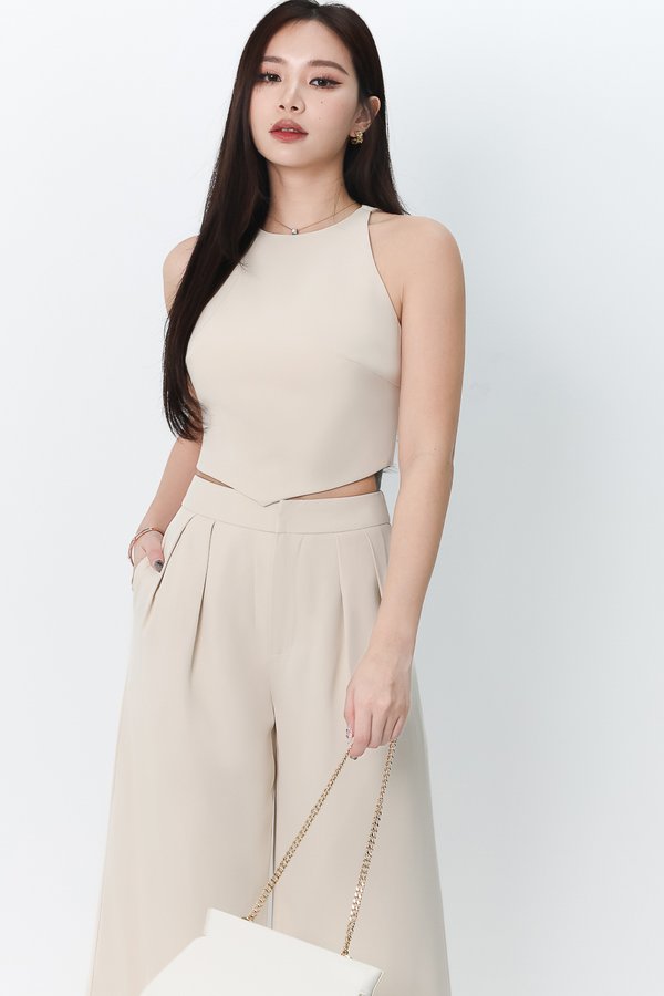 Chernise Co-ord V Hem Top in Ecru