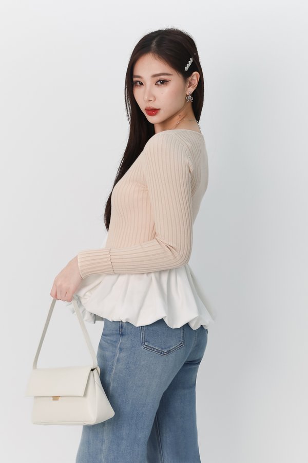 DEFECT | Perl Pearl Knit Cardigan in Light Nude in XXS