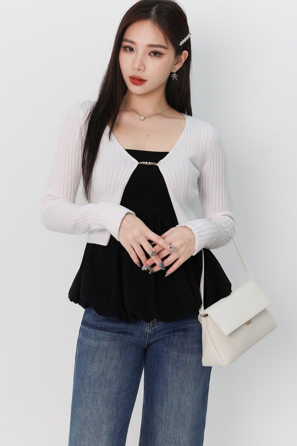 Perl Pearl Knit Cardigan in White