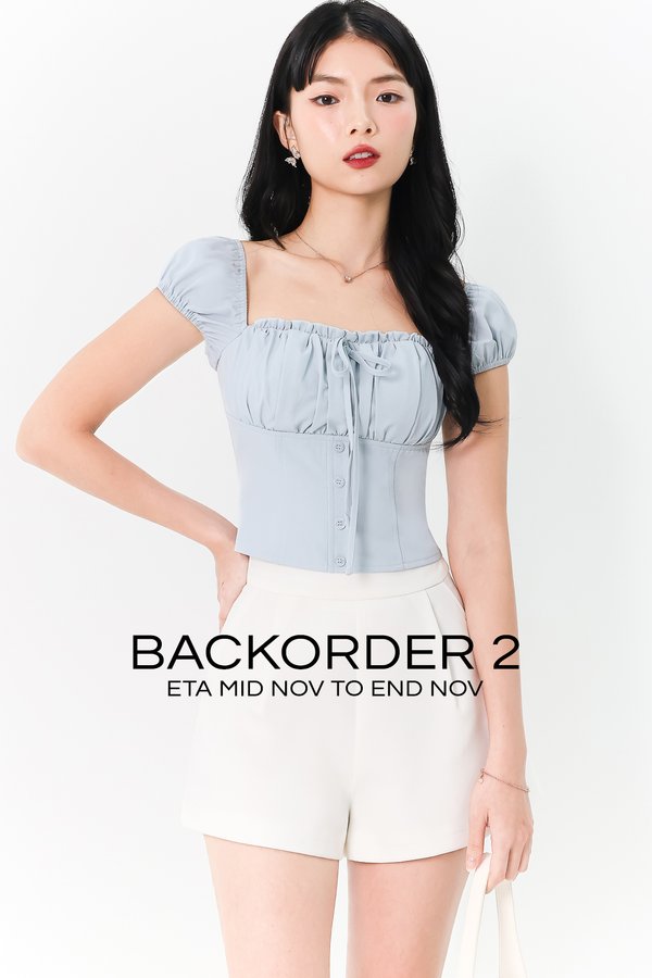 BACKORDER 2 | Sierra Sleeve Bustier Top in Light Blue