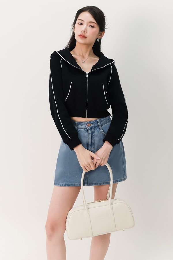 Clare Contrast Co-ord Hoodie in Black x White