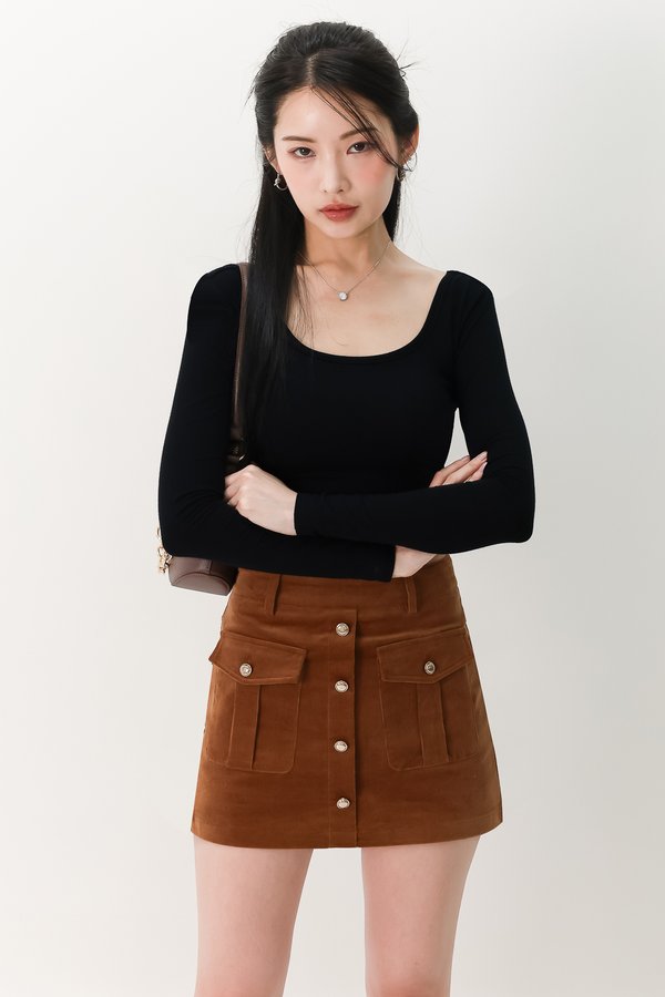 Cora Corduroy Button Skorts in Brown