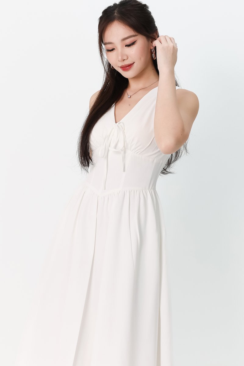Tabitha Thick Straps Corset Midaxi in White