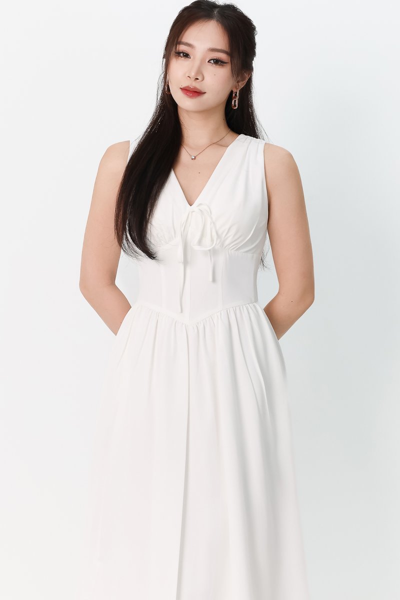 Tabitha Thick Straps Corset Midaxi in White