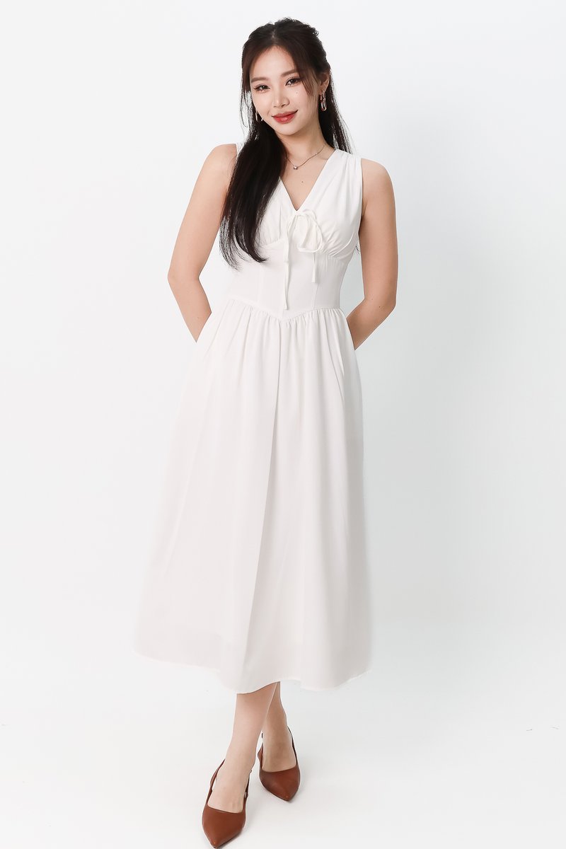 Tabitha Thick Straps Corset Midaxi in White