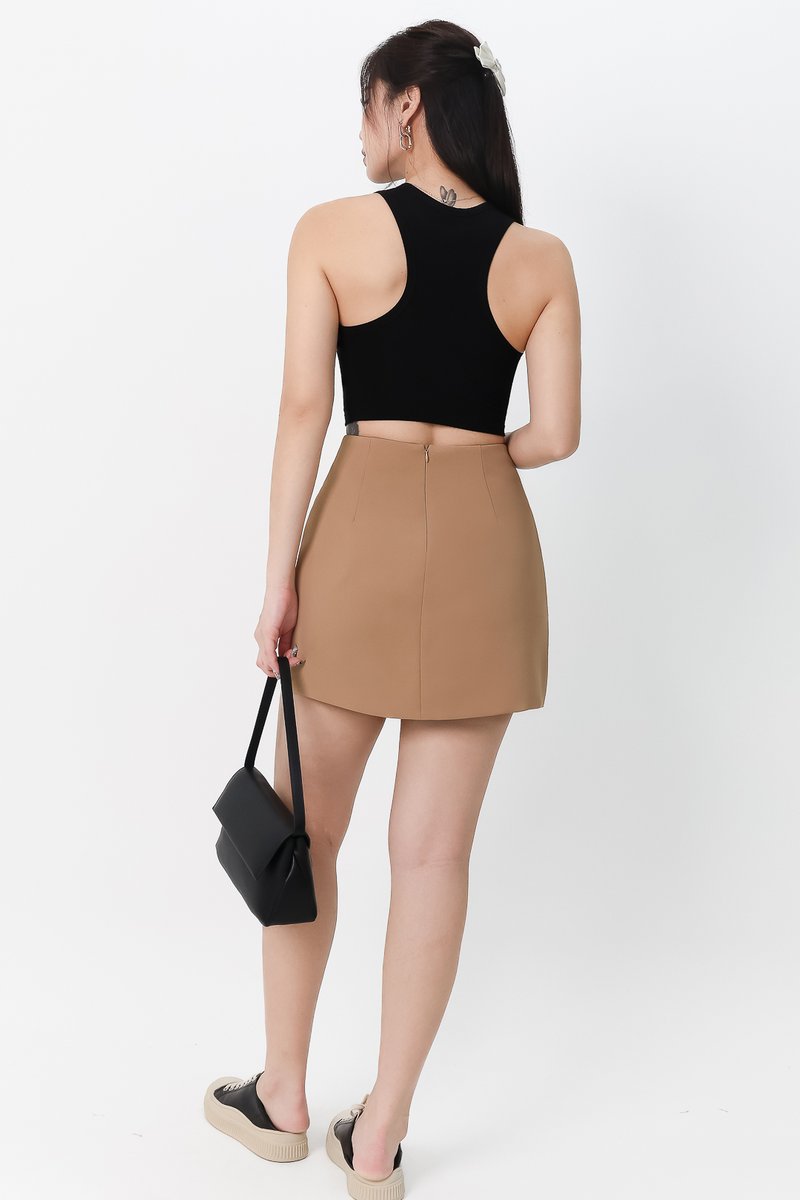 DEFECT | Orin Overlap Skorts in Camel Brown in S DEFECT | Orin Overlap Skorts in Camel Brown in S
