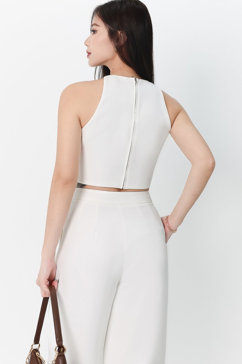 DEFECT | Chernise Co-ord V Hem Top in White in XL