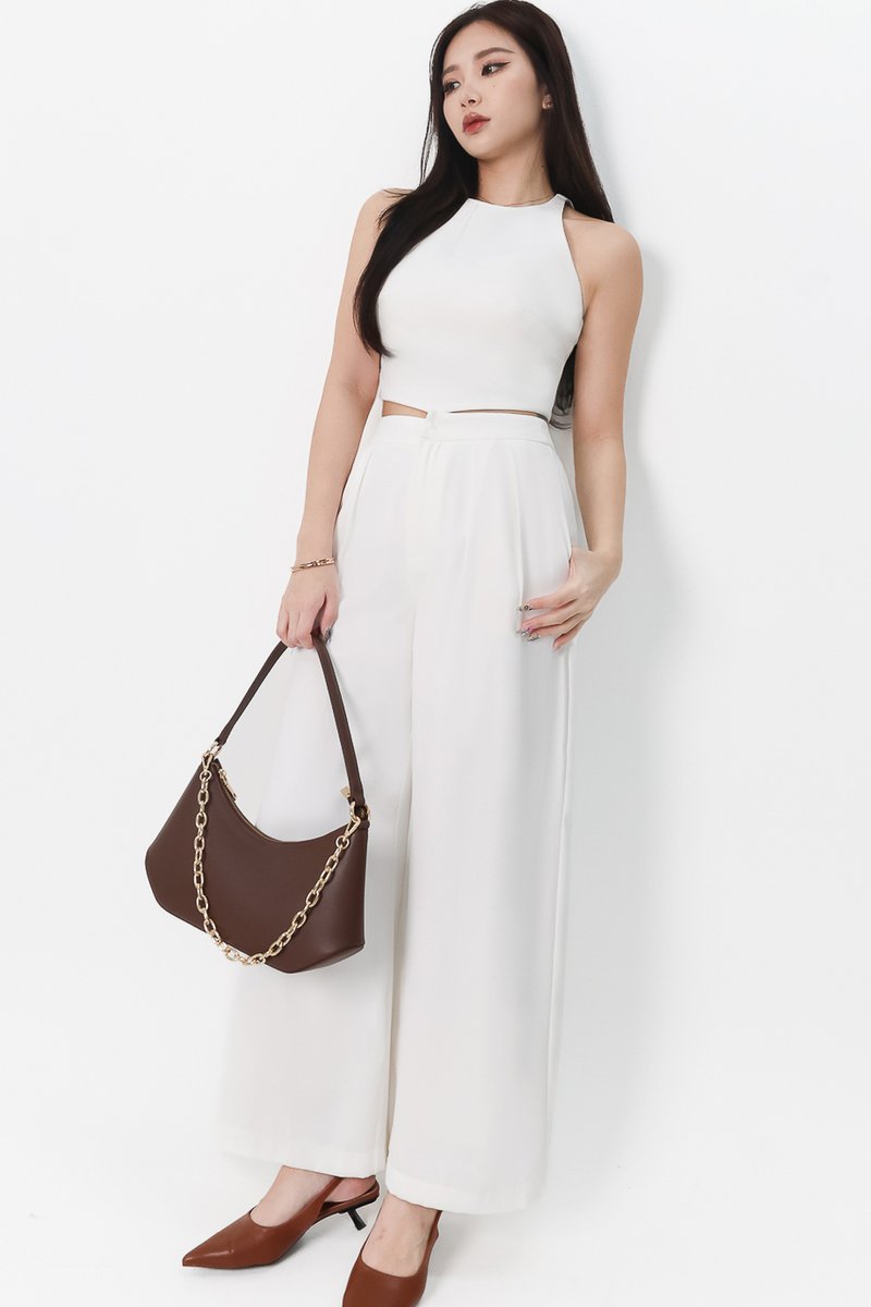 Chernise Co-ord V Hem Top in White Chernise Co-ord V Hem Top in White