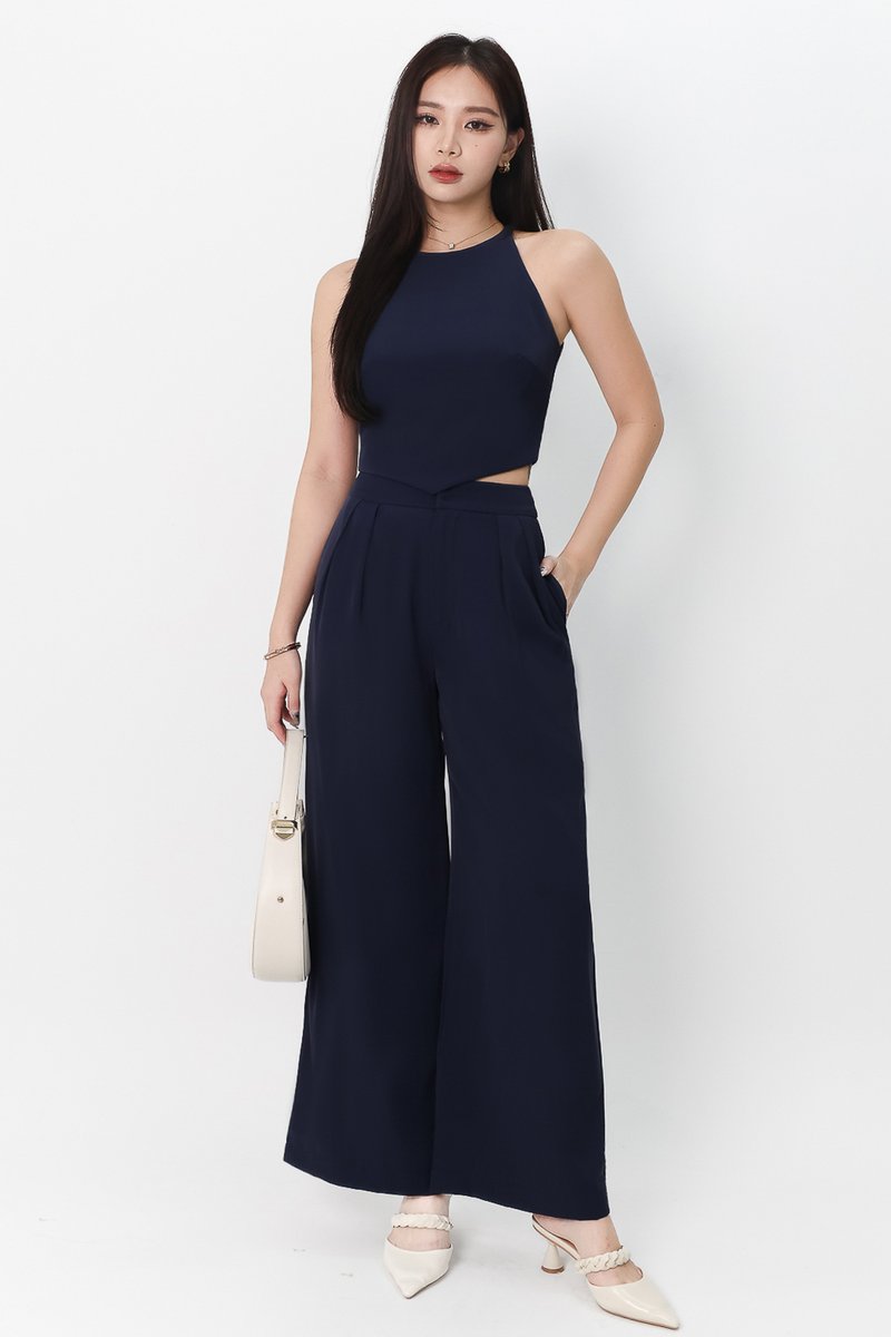 Chernise Co-ord V Hem Top in Navy Chernise Co-ord V Hem Top in Navy