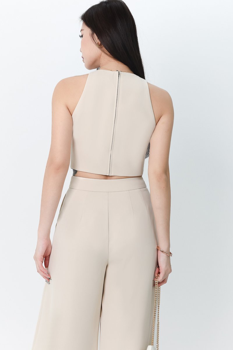 DEFECT | Chernise Co-ord V Hem Top in Ecru in XL