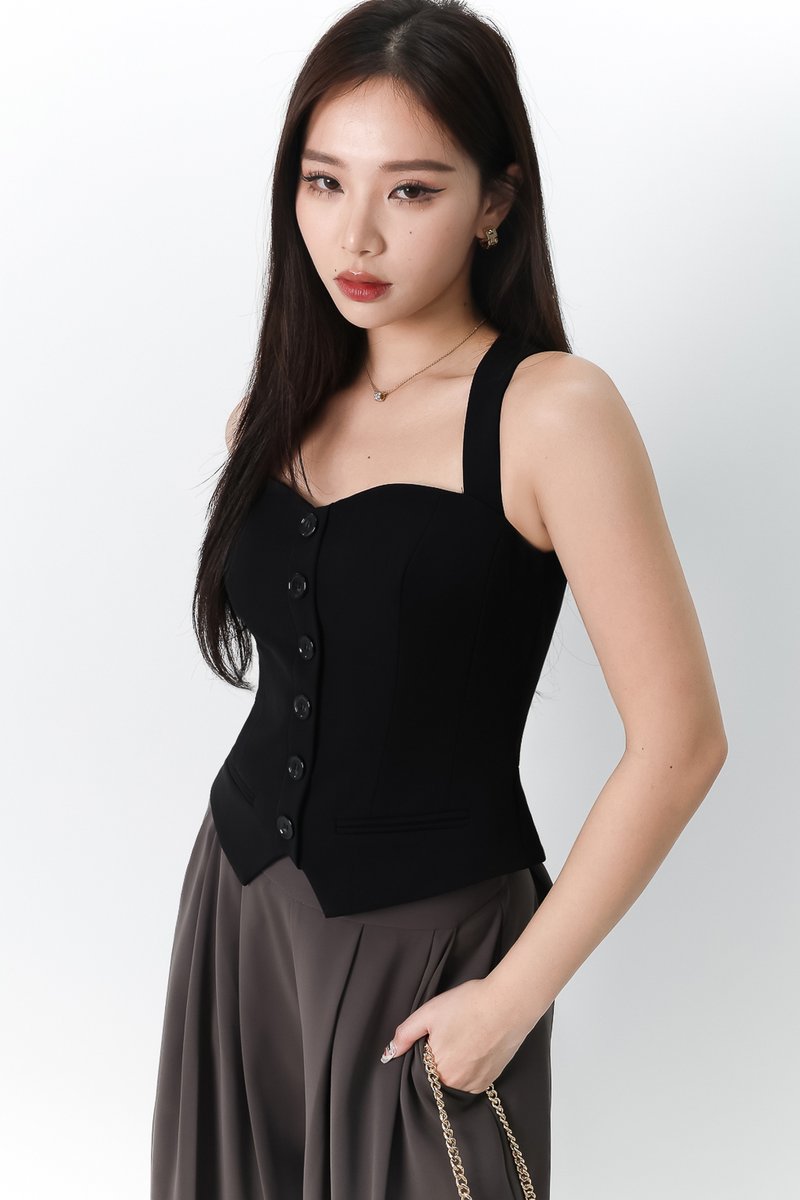 Valentina Vest Top in Black