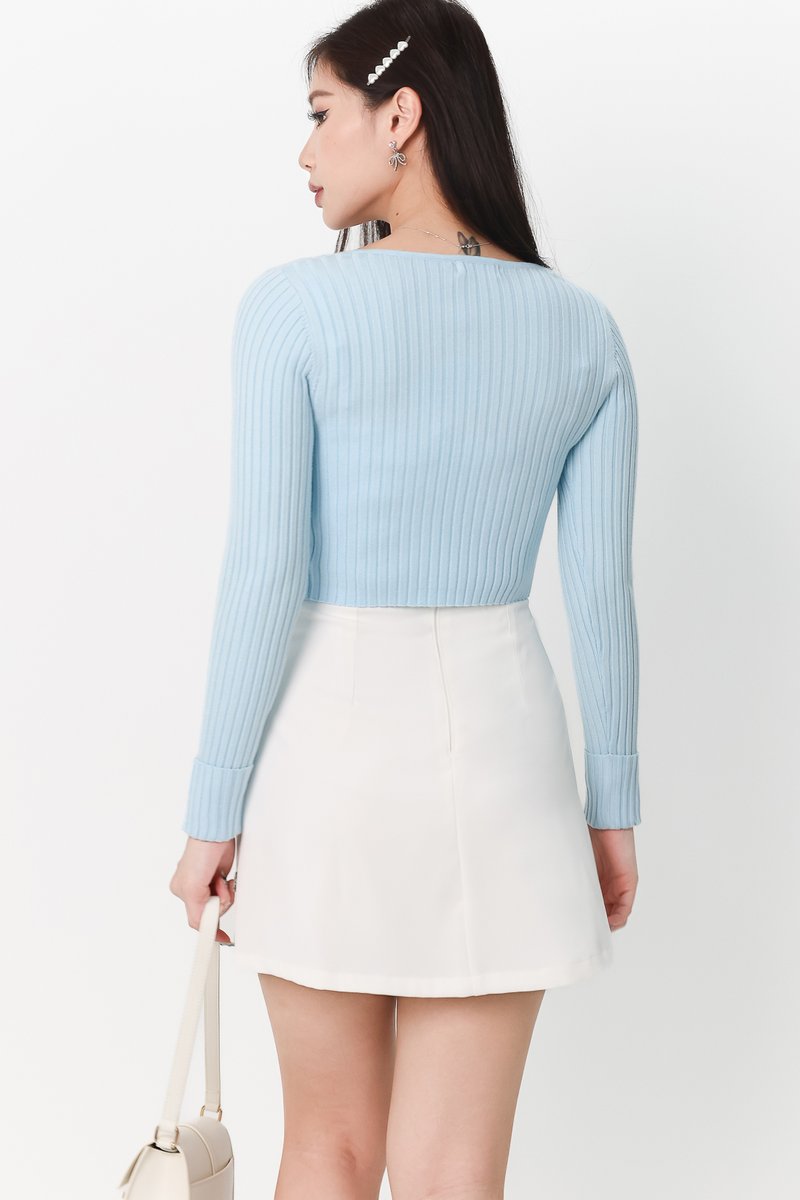 DEFECT | Perl Pearl Knit Cardigan in Light Blue in XXS & L