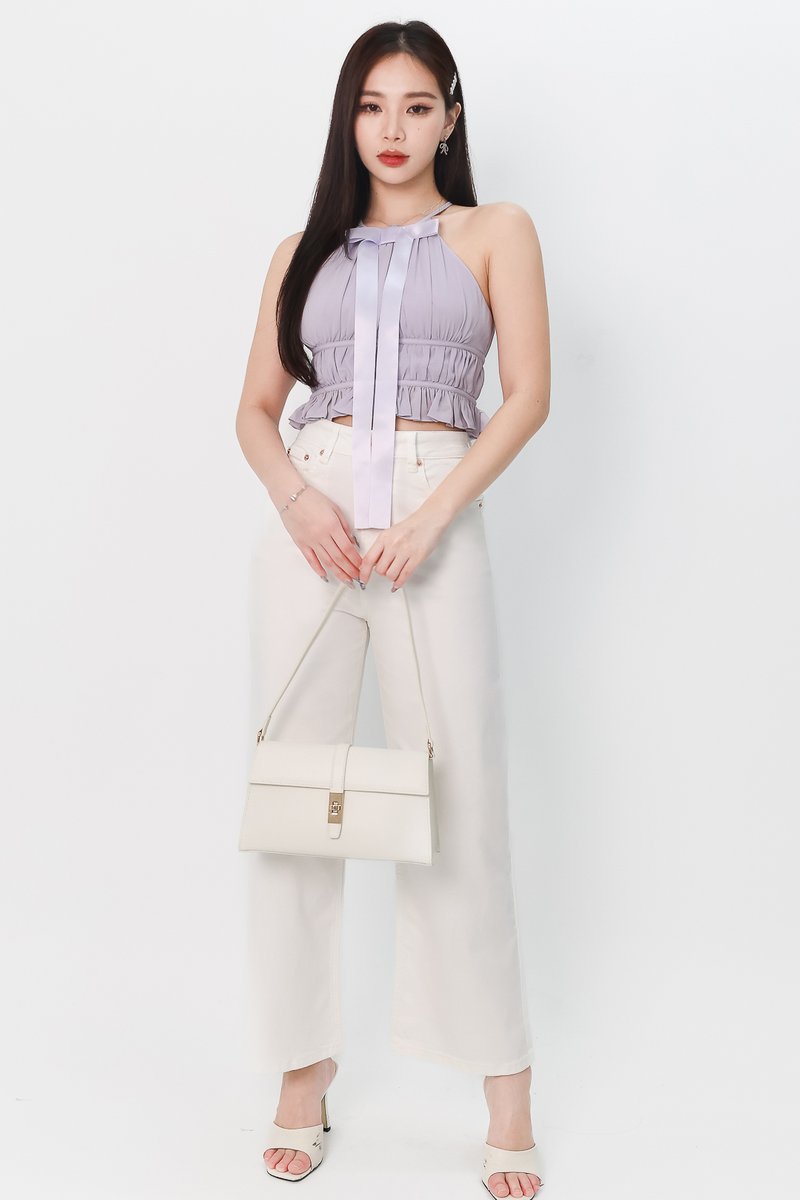 Riverie Ribbon Halter Top in Muted Lilac Riverie Ribbon Halter Top in Muted Lilac
