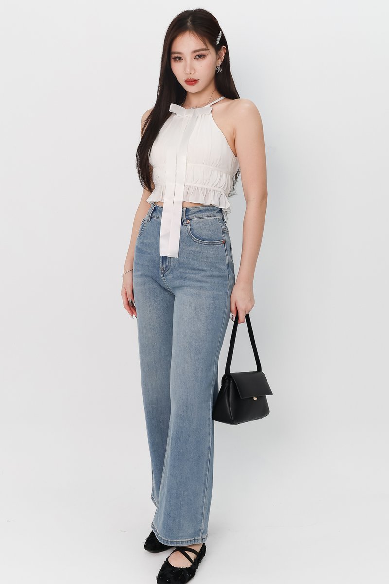 Riverie Ribbon Halter Top in White