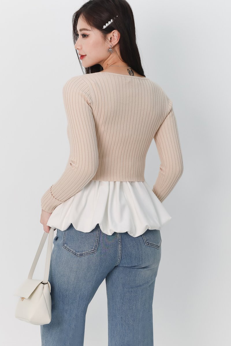 DEFECT | Perl Pearl Knit Cardigan in Light Nude in XXS DEFECT | Perl Pearl Knit Cardigan in Light Nude in XXS