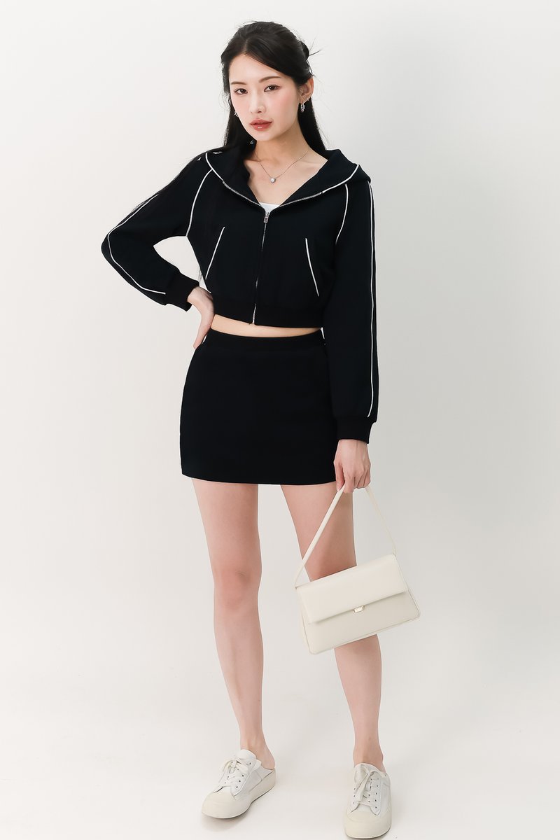 Clare Contrast Co-ord Skorts in Black x White