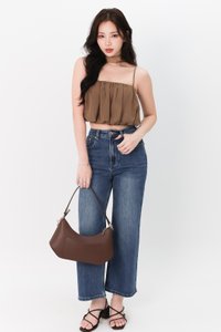 Tiff Tube Top with Sash in Coffee Brown
