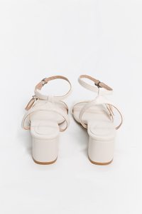 DEFECT | Brooklyn Buckle Strappy Block Heels in Cream White in 35