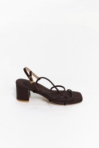 Reyanne Rope Strap Slingback Block Heels in Dark Brown